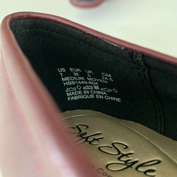 Soft Style Ginny Wine slip on Moc Toe Block Heeled Pump Women's US 7 M - Picture 9 of 10